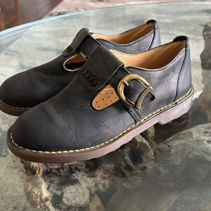 Dr. Martens Vintage Made in England Black Leather Loafers with Buckle